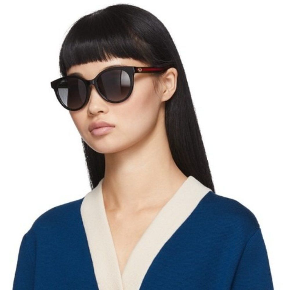 NEW GUCCI GG0702SKN 004 Black/Colorful Gray Gradient Round Women Sunglasses - Picture 2 of 13